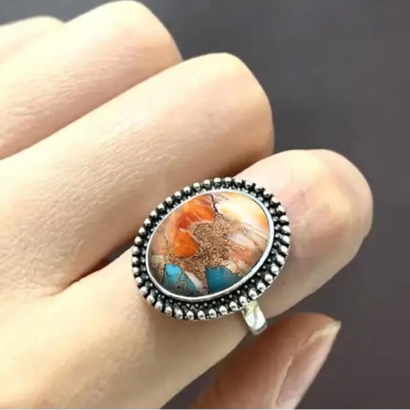 NWOT 1pc Fashion Colorful Bohemian Resin Statement Ring Size 9 - Picture 4 of 9